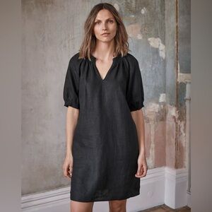 Garnet Hill Amelia Linen Dress size 6 black